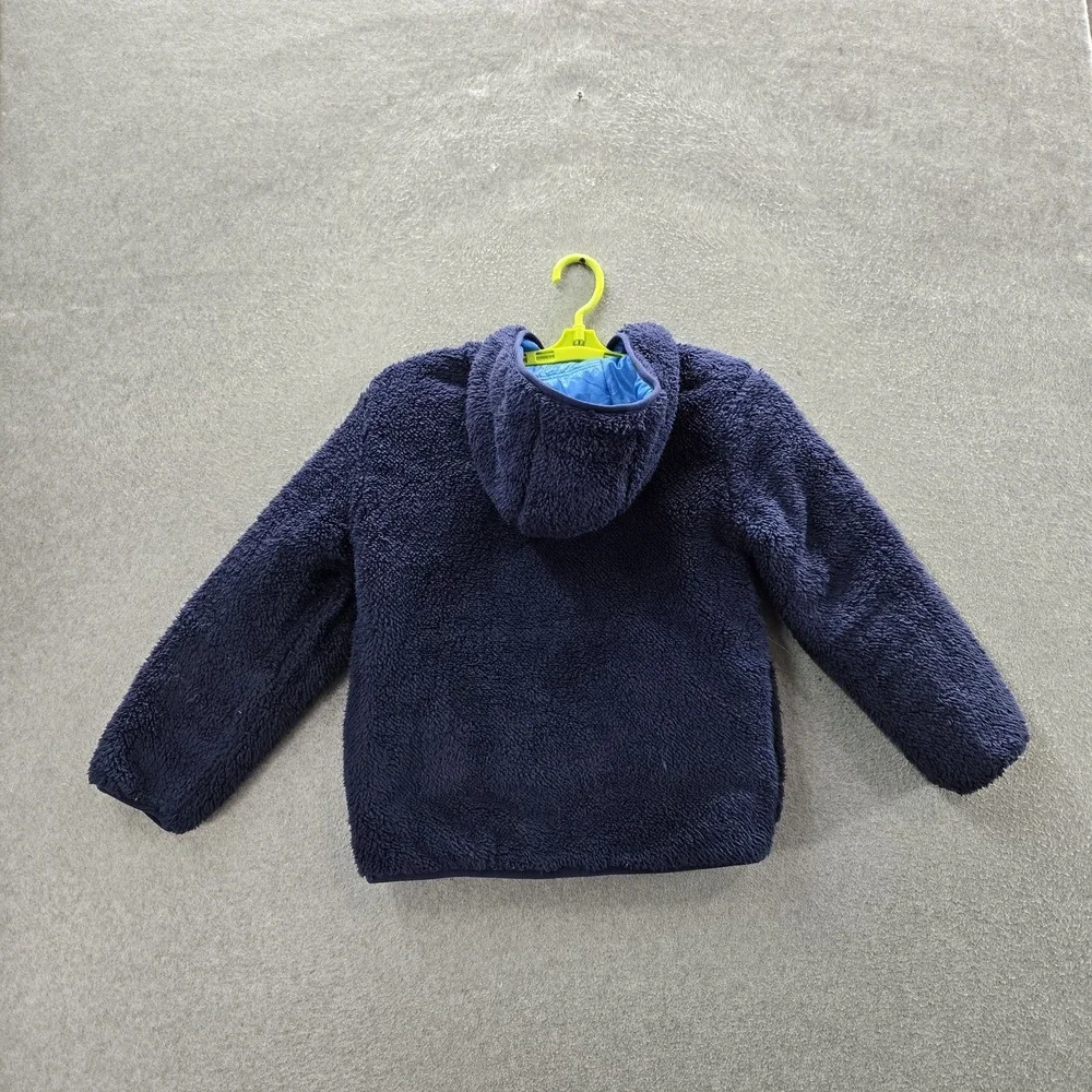 Eddie Bauer Boys Jacket 12/14 Blue Sherpa‎ Puffer Colorblock Reversible